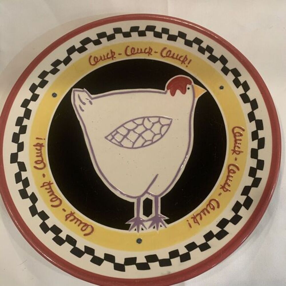 Becky Denny Cluck-Cluck-Cluck 12" Round Chicken Platter Serving Dish Plate‎